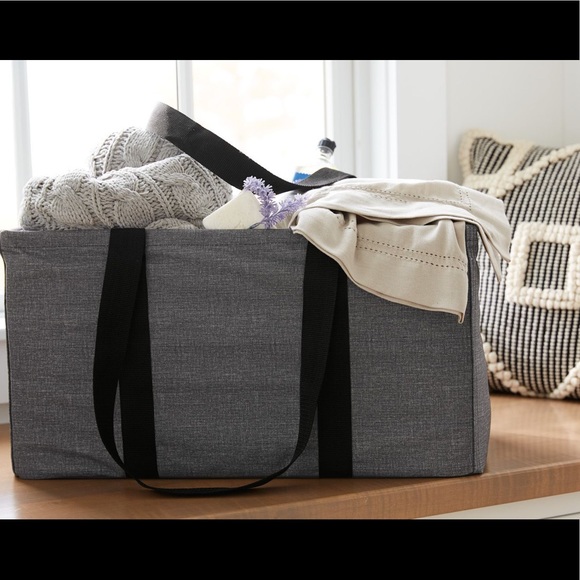 Charcoal Crosshatch Large Utility Tote - Picture 2 of 11